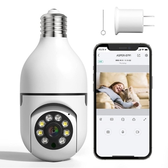 NEW Indoor Light Bulb WiFI Security Camera, Two Way Audio & Motion Detection - Picture 4 of 8